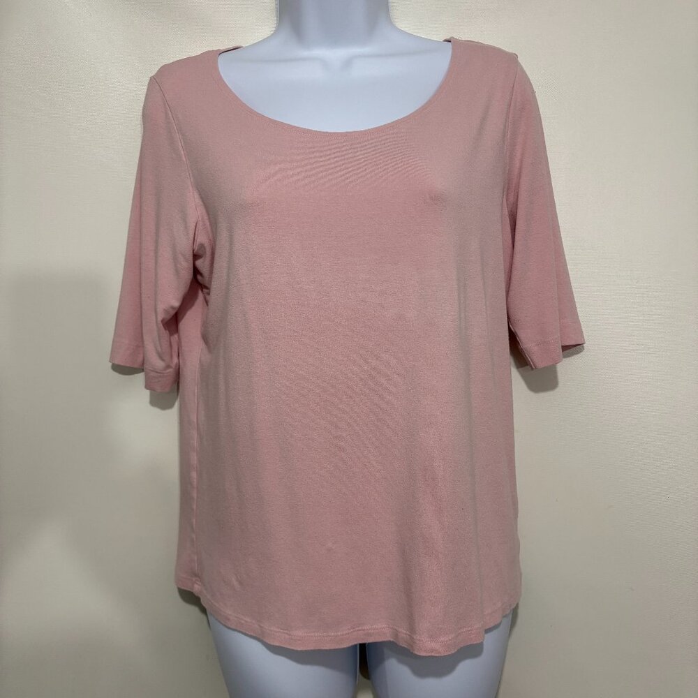 Eileen Fisher M Pink Short-Sleeve Rayon Blend T-Shirt